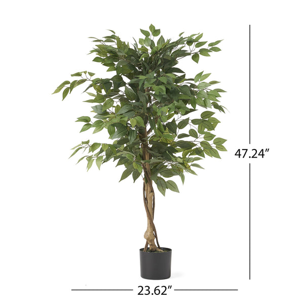 English Elm 120cm Artificial Ficus Tree Lifelike Faux Weeping Fig for Living Room or Entryway 70515.00
