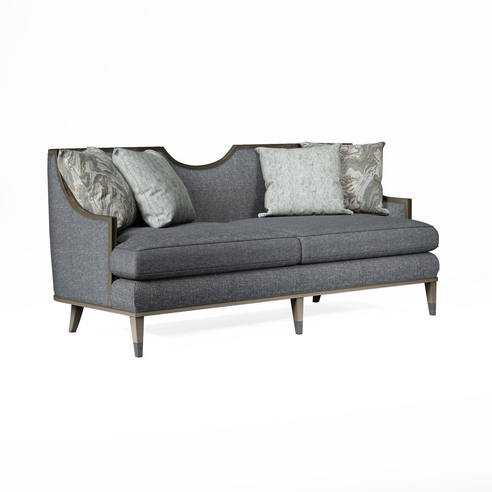 A.R.T. Furniture Harper Mica Sofa - Transitional Glam Design With Luxe Cushions, Lichen Fabric & Stylish Pillows Blue Rubberwood Solids,Foam,Fabric,Metal 161501-5743aa