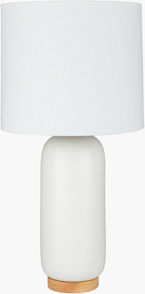 Livabliss Everly Ceramic Table Lamp with Linen Shade and Wood Finial for Bedroom or Living Room ERL-001