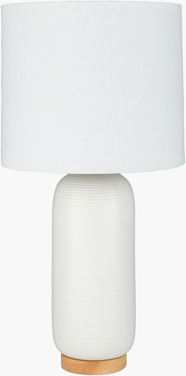 Livabliss Everly Ceramic Table Lamp with Linen Shade and Wood Finial for Bedroom or Living Room ERL-001