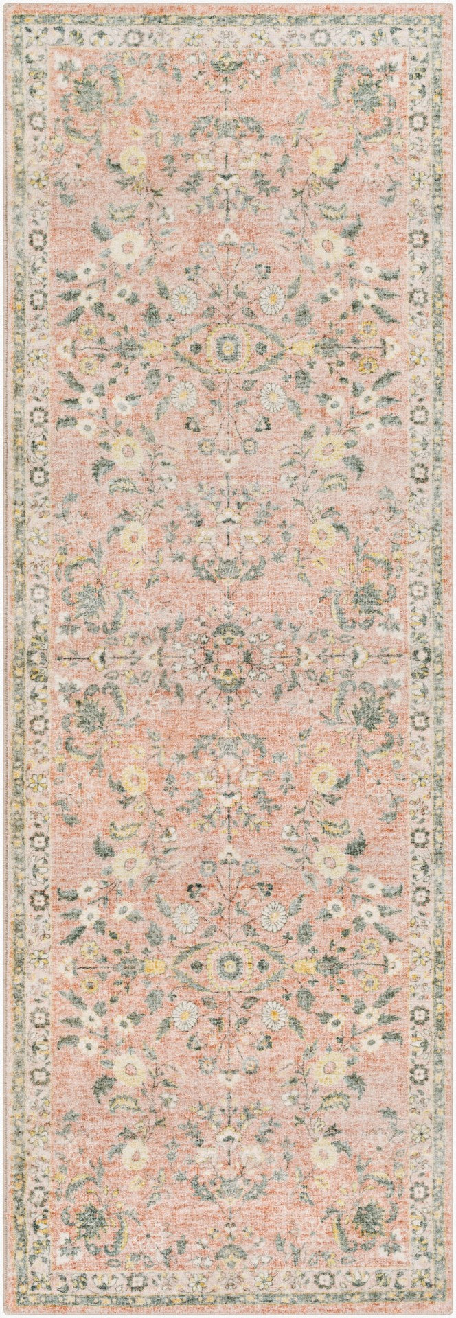Livabliss Erin Traditional Pattern Machine Woven Polyester Rug for Entryway or Hallway Cream, Pale Pin 2'7" x 7'7" ERN2308-2676