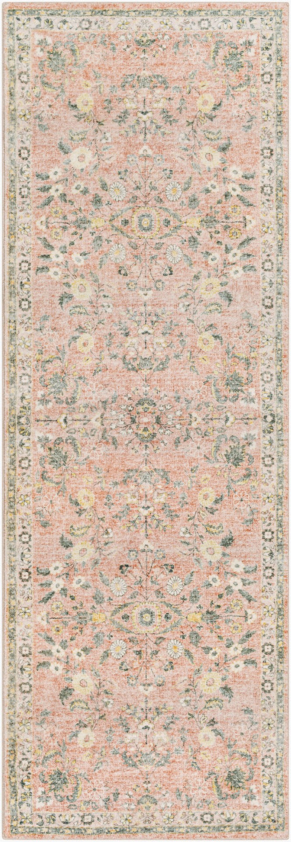 Livabliss Erin Traditional Pattern Machine Woven Polyester Rug for Entryway or Hallway Cream, Pale Pin 2'7" x 7'7" ERN2308-2676