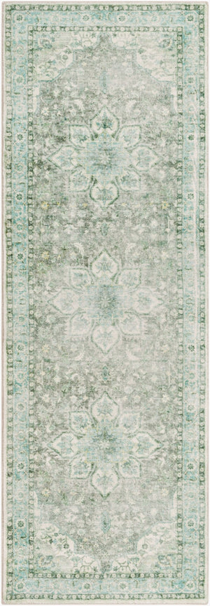 Livabliss Erin Traditional Polyester Accent Rug for Entryway Bedroom or Kitchen High Traffic Use Cream, Gray 2'7" x 7'7" ERN2309-2676