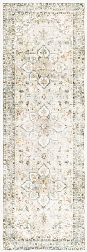 Livabliss Erin Traditional Polyester Machine Woven Rug for Entryways and High Traffic Spaces Cream, Sage 2'7" x 7'7" ERN2310-2676