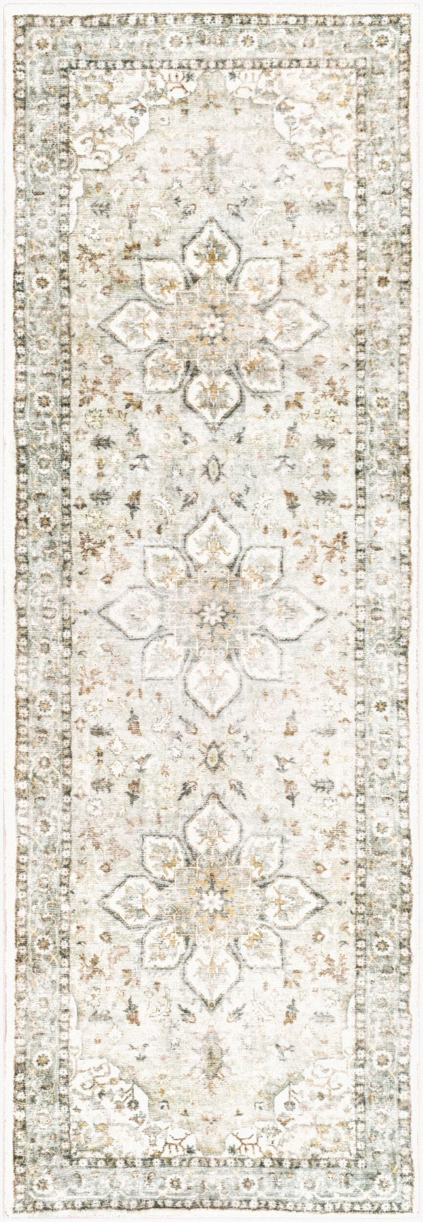 Livabliss Erin Traditional Polyester Machine Woven Rug for Entryways and High Traffic Spaces Cream, Sage 2'7" x 7'7" ERN2310-2676