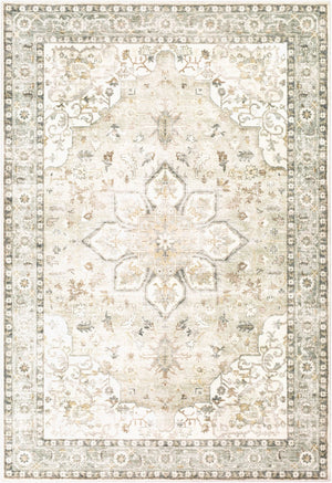Livabliss Erin Traditional Polyester Machine Woven Rug for Entryways and High Traffic Spaces Cream, Sage 5'3" x 7'7" ERN2310-576