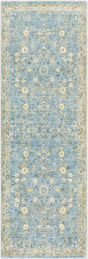 Livabliss Erin Traditional Medallion Polyester Area Rug for Entryway Bathroom or Bedroom Accent Denim, Light Bl 2'7" x 7'7" ERN2311-2676