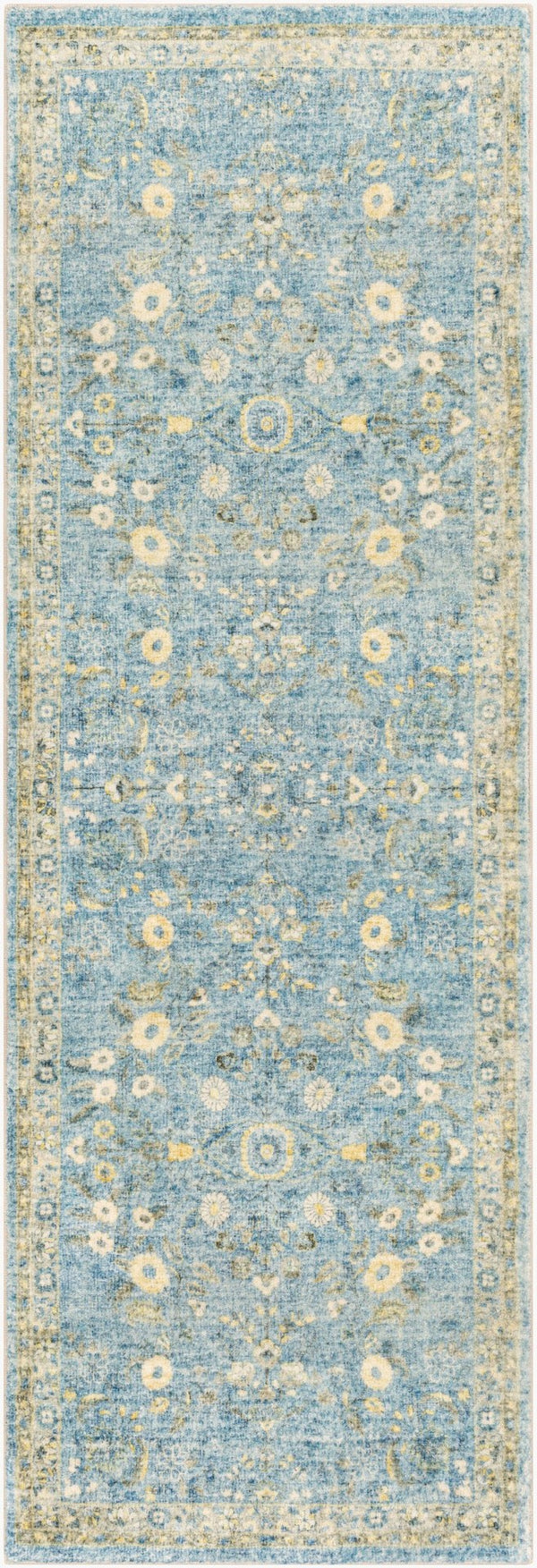 Livabliss Erin Traditional Medallion Polyester Area Rug for Entryway Bathroom or Bedroom Accent Denim, Light Bl 2'7" x 7'7" ERN2311-2676