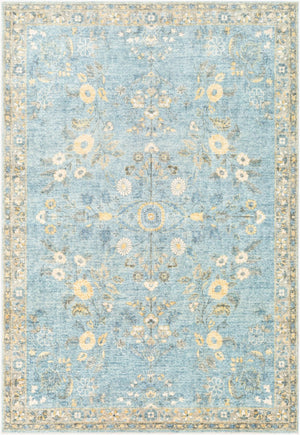 Livabliss Erin Traditional Medallion Polyester Area Rug for Entryway Bathroom or Bedroom Accent Denim, Light Bl 2'7" x 4' ERN2311-264