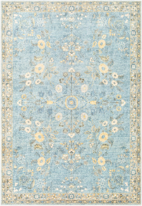 Livabliss Erin Traditional Medallion Polyester Area Rug for Entryway Bathroom or Bedroom Accent Denim, Light Bl 2'7" x 4' ERN2311-264