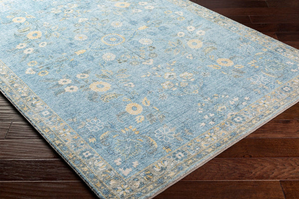 Livabliss Erin Traditional Medallion Polyester Area Rug for Entryway Bathroom or Bedroom Accent Denim, Light Bl 2'7" x 7'7" ERN2311-2676
