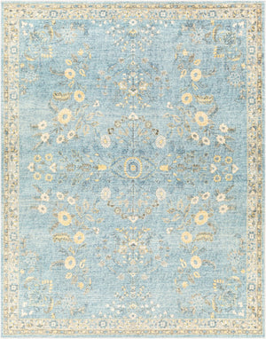 Livabliss Erin Traditional Medallion Polyester Area Rug for Entryway Bathroom or Bedroom Accent Denim, Light Bl 7'6" x 9'5" ERN2311-7696