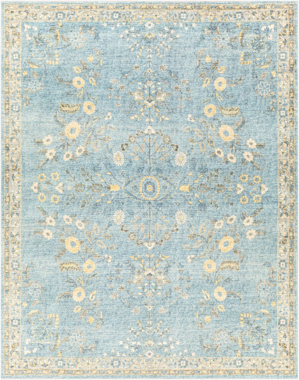 Livabliss Erin Traditional Medallion Polyester Area Rug for Entryway Bathroom or Bedroom Accent Denim, Light Bl 7'6" x 9'5" ERN2311-7696