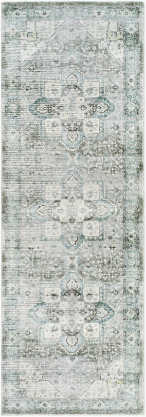 Livabliss Erin Neutral Accent Rug Machine Woven Polyester Medium Pile for Entryways and Baths Cream, Emerald 2'7" x 7'7" ERN2319-2676