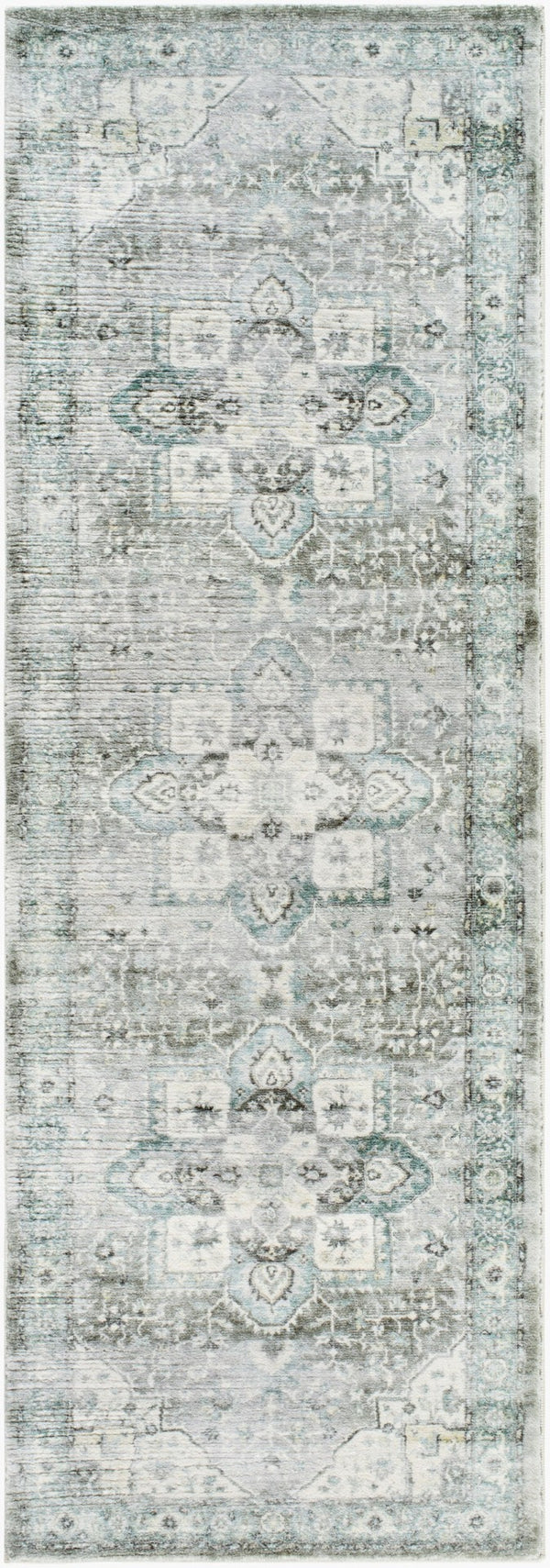 Livabliss Erin Neutral Accent Rug Machine Woven Polyester Medium Pile for Entryways and Baths Cream, Emerald 2'7" x 7'7" ERN2319-2676