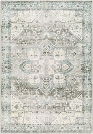 Livabliss Erin Neutral Accent Rug Machine Woven Polyester Medium Pile for Entryways and Baths Cream, Emerald 2'7" x 4' ERN2319-264