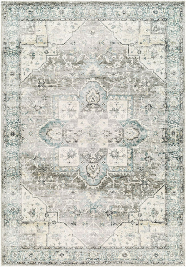 Livabliss Erin Neutral Accent Rug Machine Woven Polyester Medium Pile for Entryways and Baths Cream, Emerald 2'7" x 4' ERN2319-264