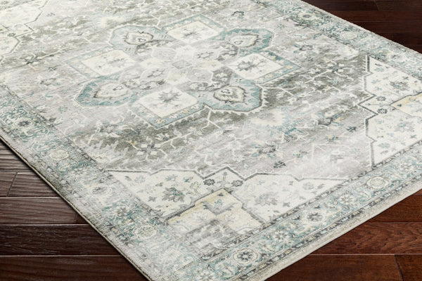 Livabliss Erin Neutral Accent Rug Machine Woven Polyester Medium Pile for Entryways and Baths Cream, Emerald 2'7" x 7'7" ERN2319-2676