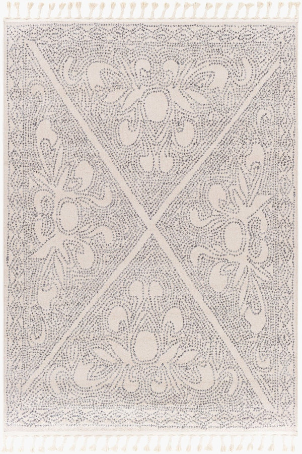 Livabliss Euphoria Moroccan Geometric Runner Rug Polypropylene Fringe Entryway Hallway Accent Charcoal, Mediu 5'3" x 7'3" ERP2308-5373