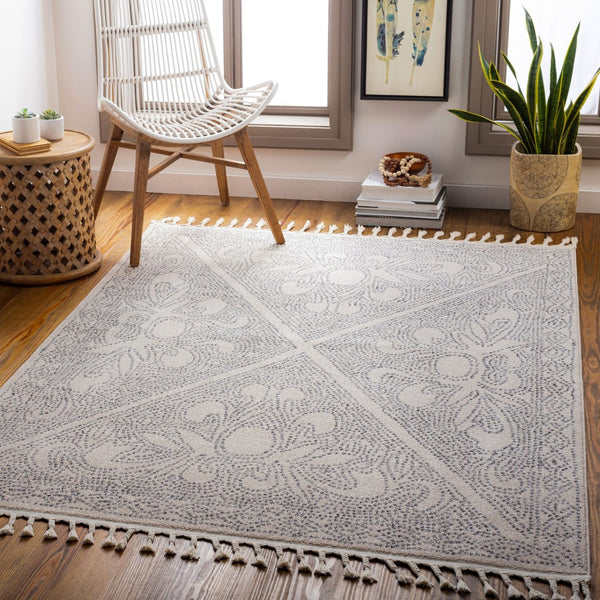 Livabliss Euphoria Moroccan Geometric Runner Rug Polypropylene Fringe Entryway Hallway Accent Charcoal, Mediu 5'3" x 7'3" ERP2308-5373