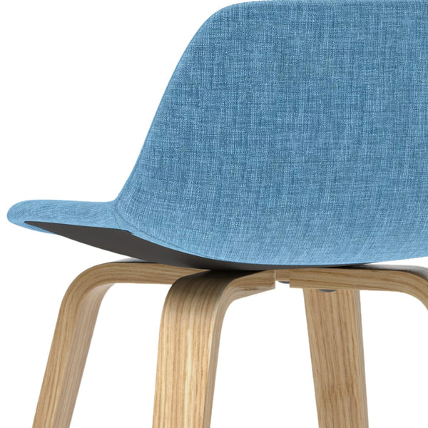 English Elm Randolph Mid-Century Modern Bentwood Counter/Bar Stool Set Of 2 With Upholstered Seats In Blue B136P159453-GIGA