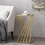 Christopher Knight Home® - Noble House - Wadleigh Modern Glam Glass Top End Table, Champagne Gold