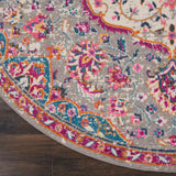 Nourison Passion PSN22 Machine Made Power-loomed Narrow Border Indoor Only Transitional Bohemian Rug Grey,Multi, Grey 100% Polypropylene 99446717863