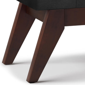 English Elm Draper Mid Century Tufted Ottoman Bench with Distressed Vegan Faux Leather Upholstery, 40" W Black B136P159073