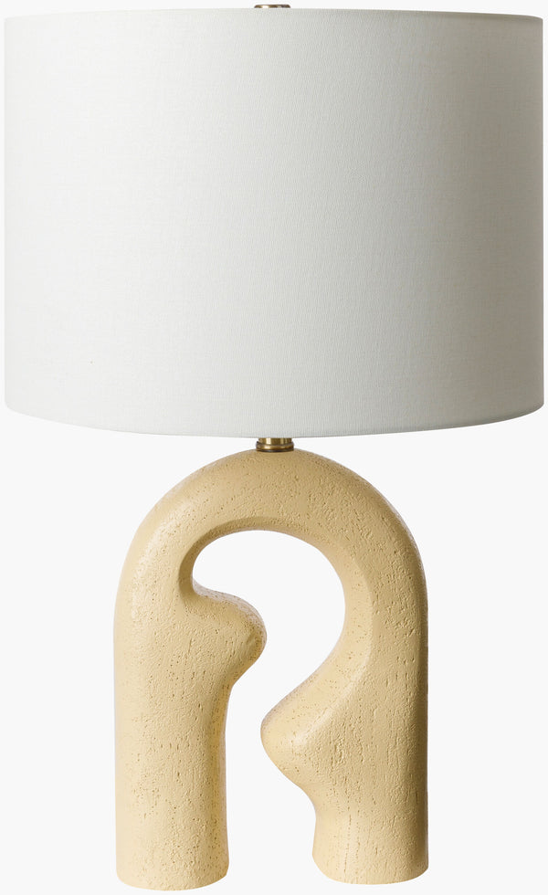 Surya Ellory 24" Modern Accent Table Lamp With Resin Body & Linen Shade For Elegant Home Illumination Body, Beige,Shade, White,Finial, Metallic ,Brass,Harp, Metallic ,Nickel,Cord, Translucent Resin,Linen,Polyester,Iron Ery-001