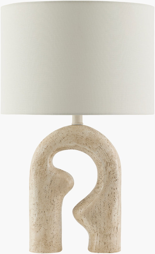 Livabliss Ellory Resin Sculptural Table Lamp with Linen Shade for Bedroom or Living Room ERY-002