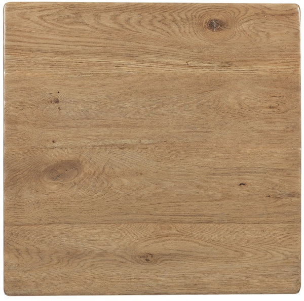 Hooker Furniture Driftwood Rustic End Table With Buckboard Finish, Oak Pedestal Accent Table With Distressed Charm Light Wood 6820-80113-80