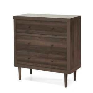 English Elm Christopher Knight Home® - NORDIC Mid-Century 3-Drawer Chest with Faux Wood Finish, Rubberwood Legs and Sleek Storage Appeal Walnut 71144.00WALN