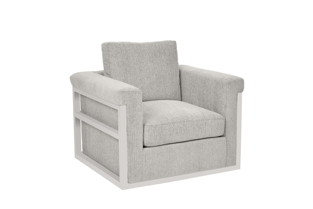 A.R.T. Furniture Atlas Swivel Chair: Elegant Fleur De Sel Finish With Plush Chenille Blend Cushions For Ultimate Comfort White Fabric In A Polyester,Chenille Blend,In A Gray And Beige Coloration 762516-5824