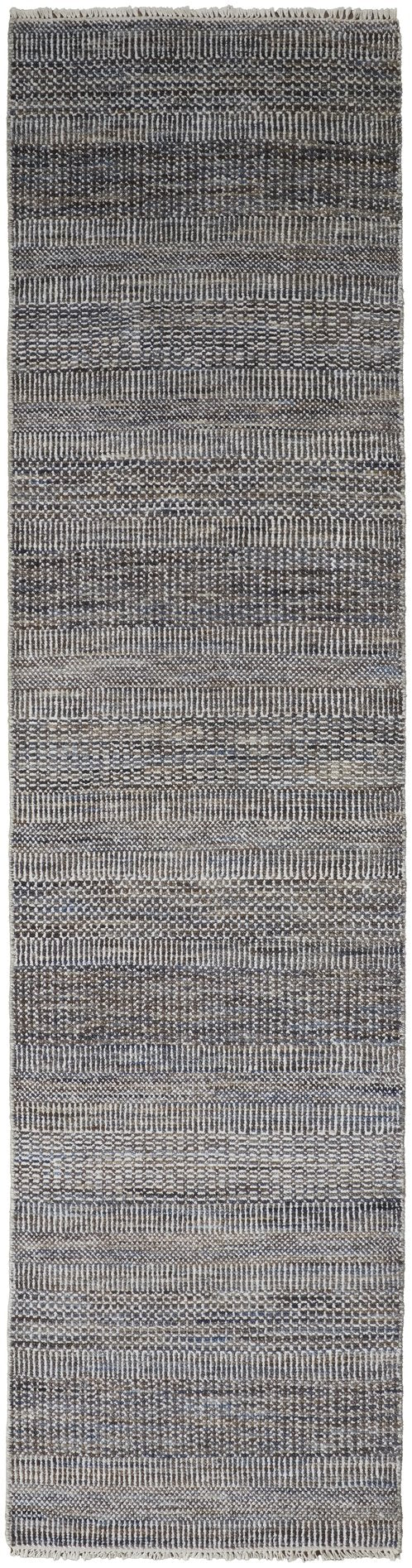 Feizy Rugs Janson Hand Knotted Wool And Viscose Rug With Textured Stripes For Casual Farmhouse Elegance Gray Wool,Viscose I92i6065dgy000i10