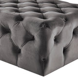 Homelegance By Top-Line Pietro Rectangular Tufted Ottoman with Casters Dark Grey Velvet