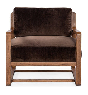 Hooker Furniture Moraine Accent Chair With Vintage Natural Wood Frame, Distressed Scandinavian Modern Comfort Seat Brown CC585-488