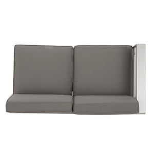 English Elm Cape Coral Modular Outdoor Sectional Aluminum Frame Khaki Cushions Glass Table 57591.00