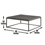 Steve Silver Tekoa Dark Brown 48-inch Square Coffee Table, Acacia Veneers, Iron Base