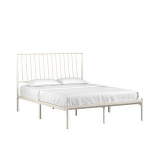 Homelegance By Top-Line Dante Metal Platform Bed with Curved Metal Headboard White Metal