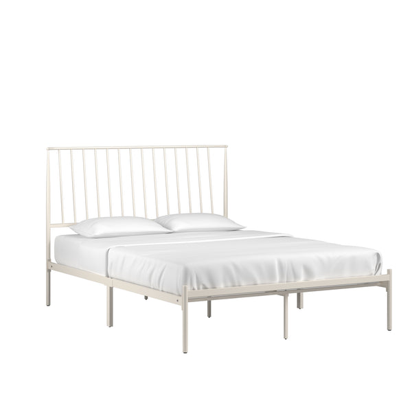 Homelegance By Top-Line Dante Metal Platform Bed with Curved Metal Headboard White Metal