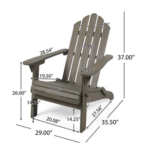 English Elm Christopher Knight Home® - HOLLYWOOD Acacia Wood Foldable Adirondack Chair for Patio & Poolside — Weather-Resistant, Classic Comfort Grey 39.25 L x 24.5 W x 7.75 H 62399.00GRY