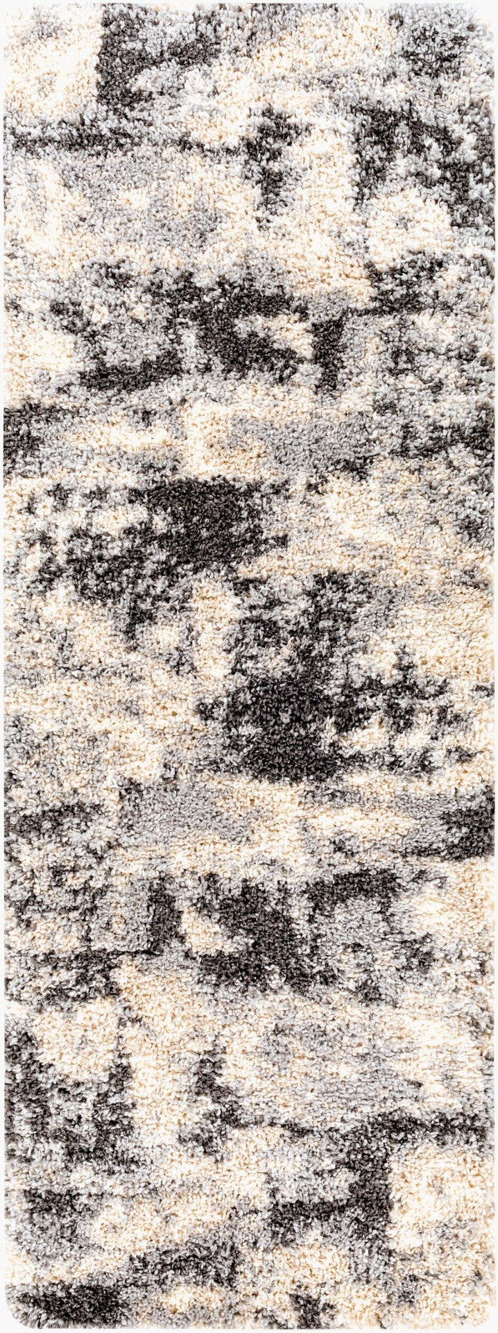 Livabliss Eskimo Shag Plush Polypropylene Runner Rug for Hallways Entryways and Bedside Areas Black, Cream 2'7" x 7'3" ESG2301-2773