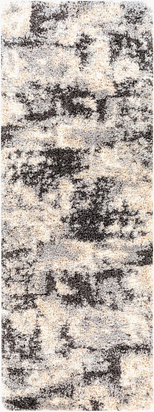 Livabliss Eskimo Shag Plush Polypropylene Runner Rug for Hallways Entryways and Bedside Areas Black, Cream 2'7" x 7'3" ESG2301-2773