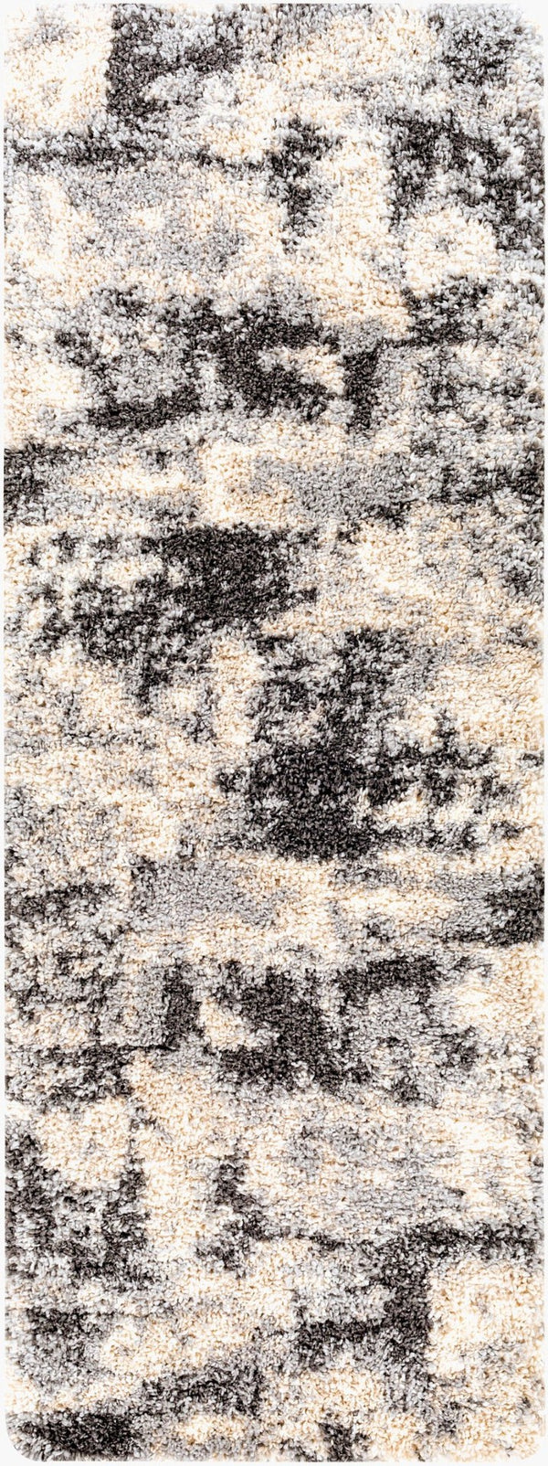 Livabliss Eskimo Shag Plush Polypropylene Runner Rug for Hallways Entryways and Bedside Areas Black, Cream 2'7" x 7'3" ESG2301-2773