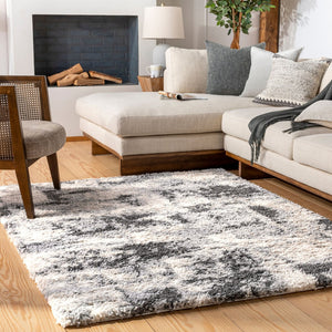 Livabliss Eskimo Shag Plush Polypropylene Runner Rug for Hallways Entryways and Bedside Areas Black, Cream 7'10" x 10' ESG2301-71010