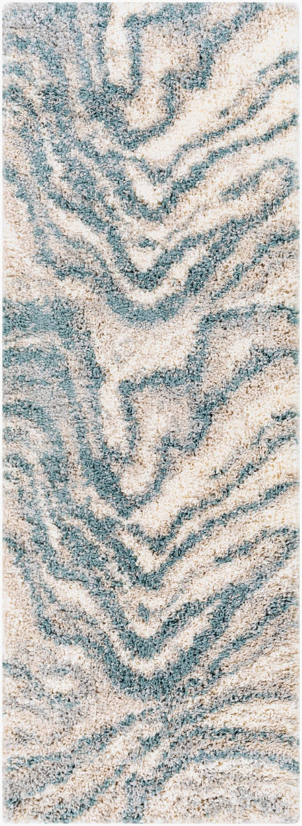 Livabliss Eskimo Shag Plush Polypropylene Runner Rug for Hallways Entryways and Bedside Floors Blue, Light Gra 2'7" x 7'3" ESG2305-2773