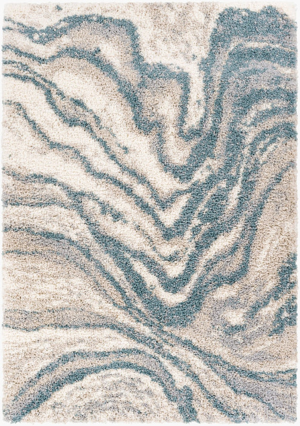 Livabliss Eskimo Shag Plush Polypropylene Runner Rug for Hallways Entryways and Bedside Floors Blue, Light Gra 5'3" x 7' ESG2305-537