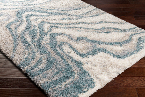 Livabliss Eskimo Shag Plush Polypropylene Runner Rug for Hallways Entryways and Bedside Floors Blue, Light Gra 5'3" x 7' ESG2305-537