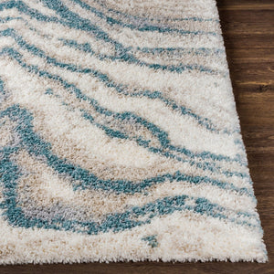 Livabliss Eskimo Shag Plush Polypropylene Runner Rug for Hallways Entryways and Bedside Floors Blue, Light Gra 5'3" x 7' ESG2305-537