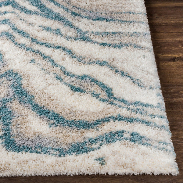 Livabliss Eskimo Shag Plush Polypropylene Runner Rug for Hallways Entryways and Bedside Floors Blue, Light Gra 5'3" x 7' ESG2305-537